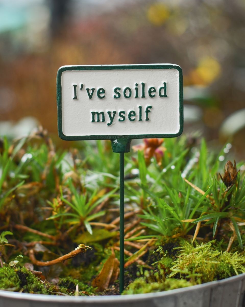 Witty Cast Iron Plant Pot Spike “I’ve Soiled Myself” Main image