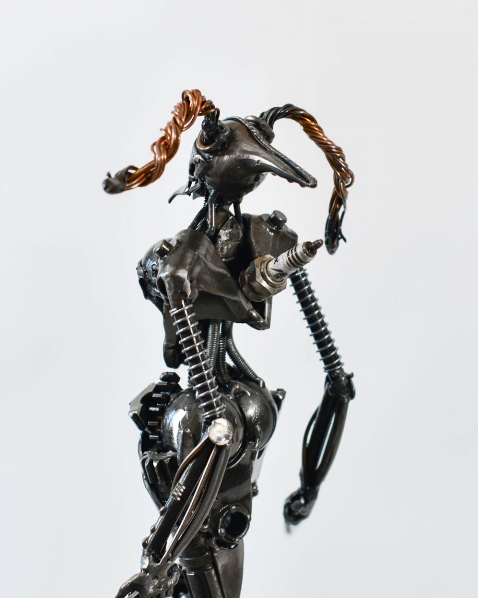 Close up of Bespoke Woman Warrior Artist Sculpture back