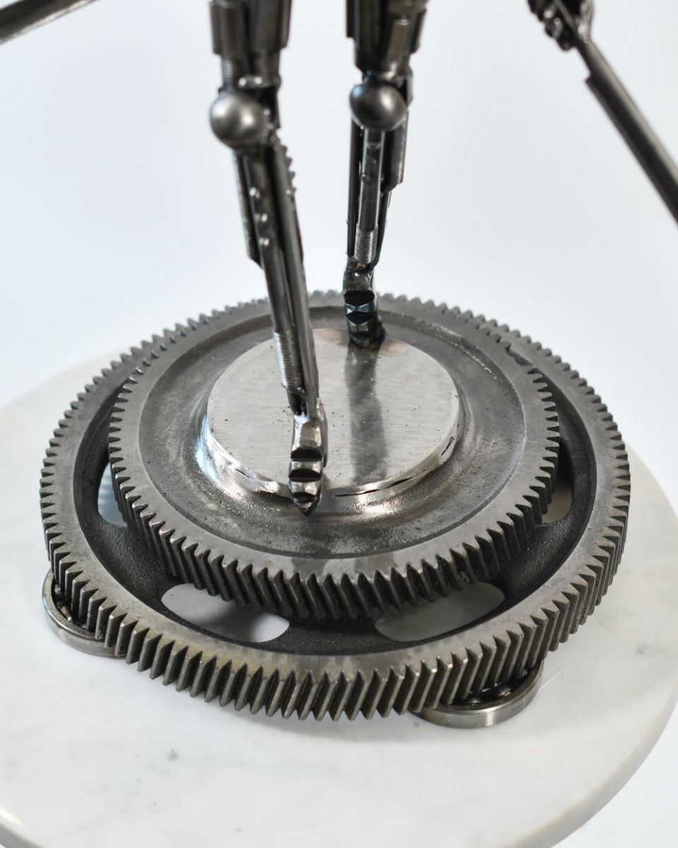 Close up of Bespoke Woman Warrior Artist Sculpture base