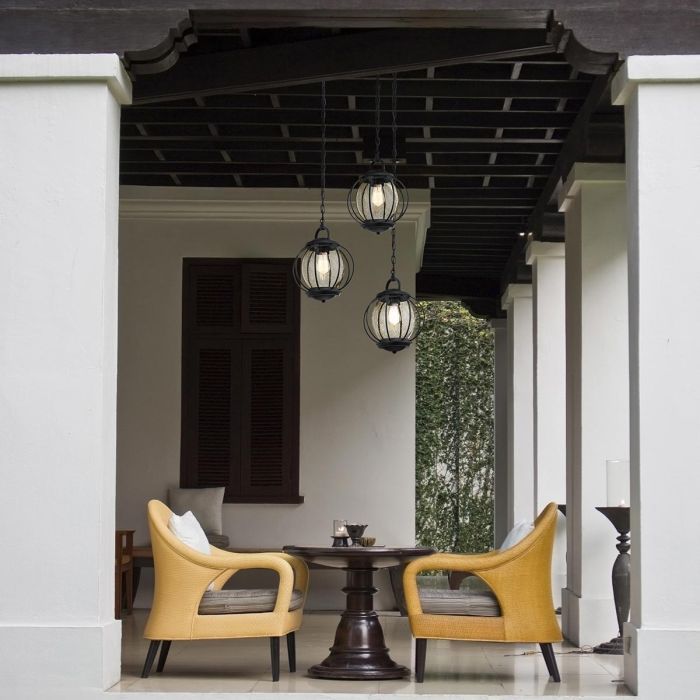 Woodway Modern Orb Hanging Chain Lantern in Situ
