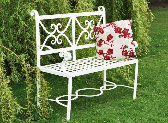 Vintage Cream Garden Bench