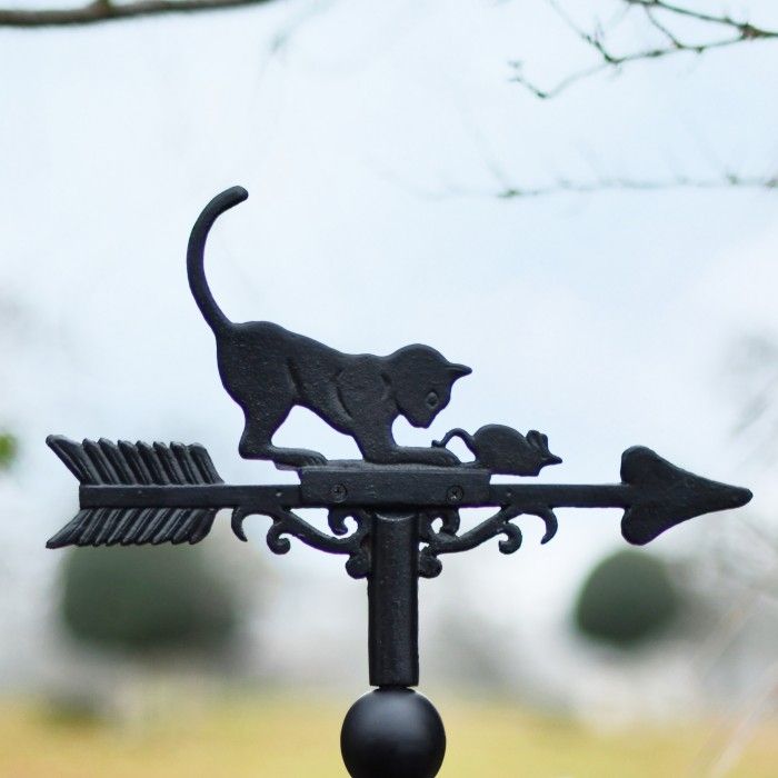 Cast Iron Cat & Mouse Weathervane Topper close-up