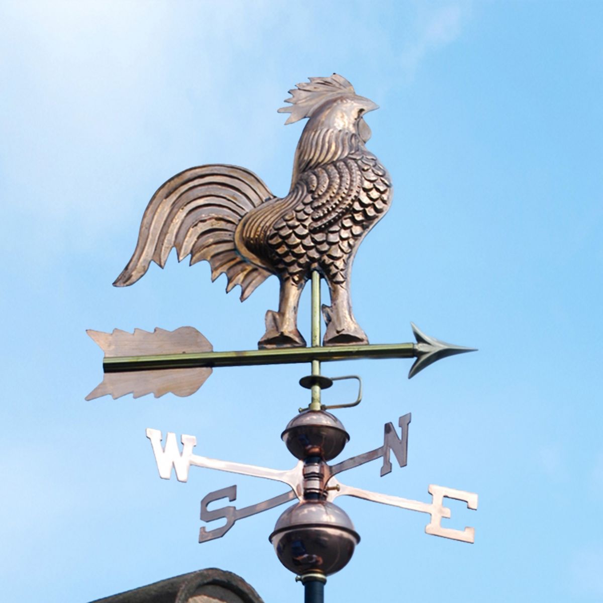 Polished Copper rooster weathervane