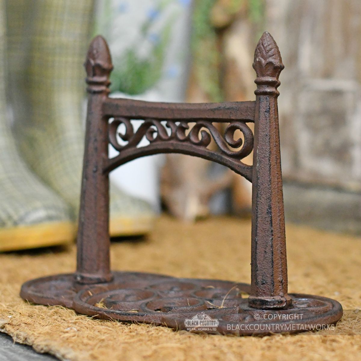 Rustic Cast Iron Scroll Design Boot Scraper