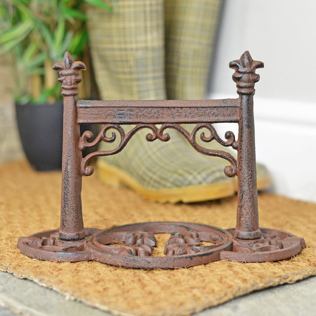 Rustic Cast Iron Fleur De Lys Boot Scraper