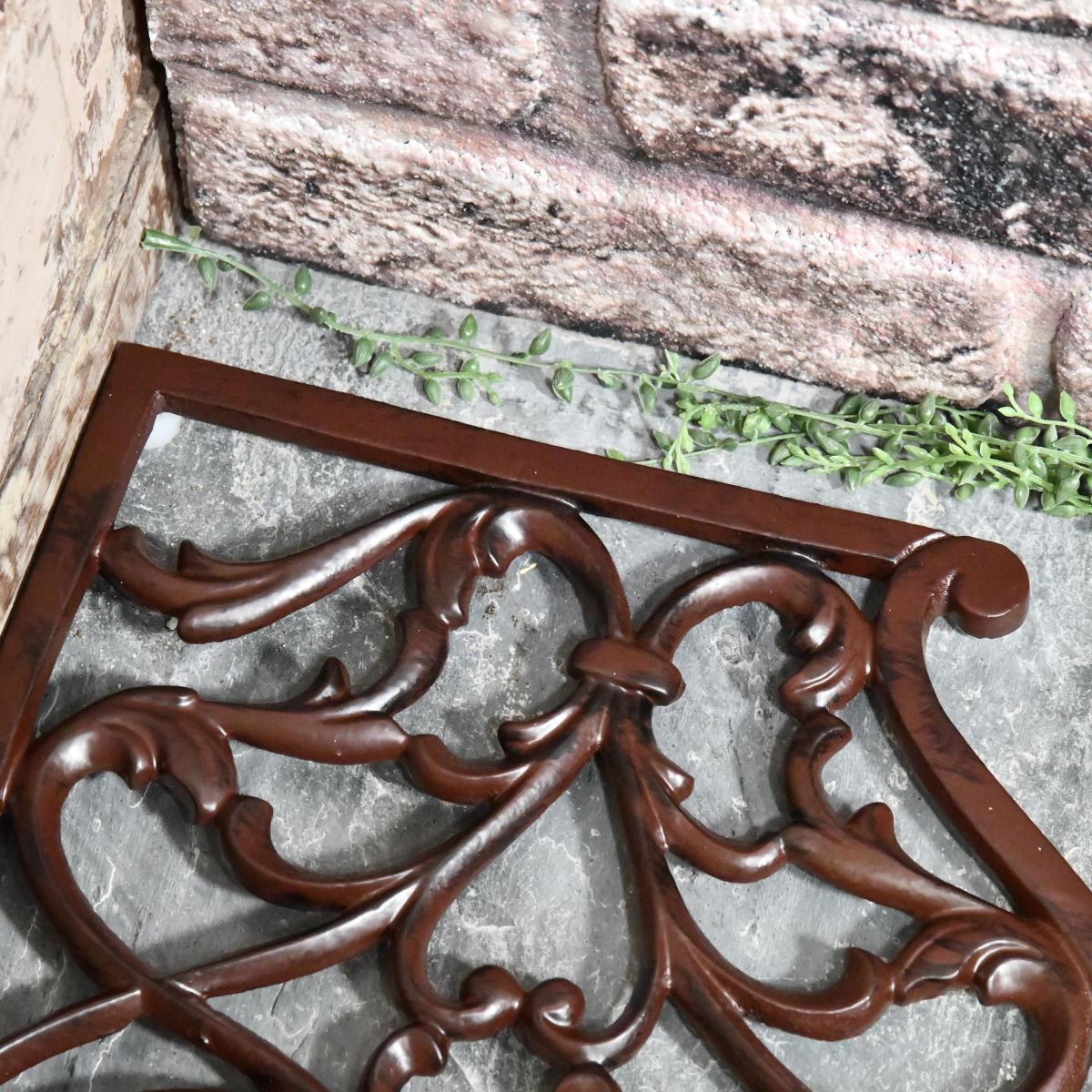 Rustic Cast Iron Door Mat Corner