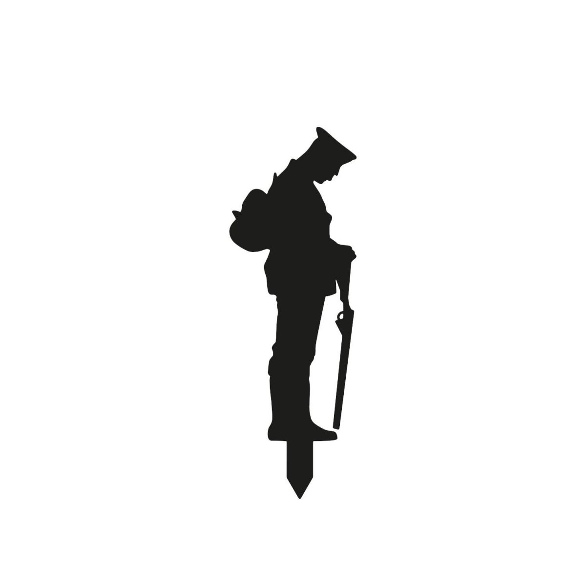 Black Grave Marker Ground Spike with WW2 Soldier Topper with Spike