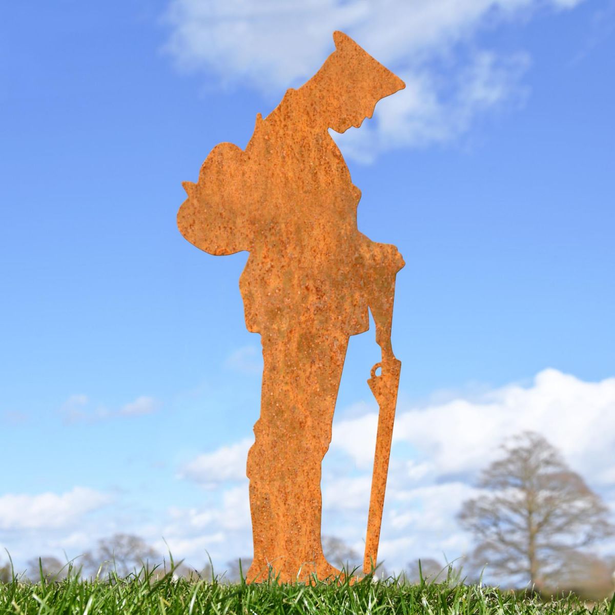 Rustic Grave Marker Ground Spike with WW2 Soldier Topper Rustic Grave Marker Ground Spike with WW2 Soldier Topper