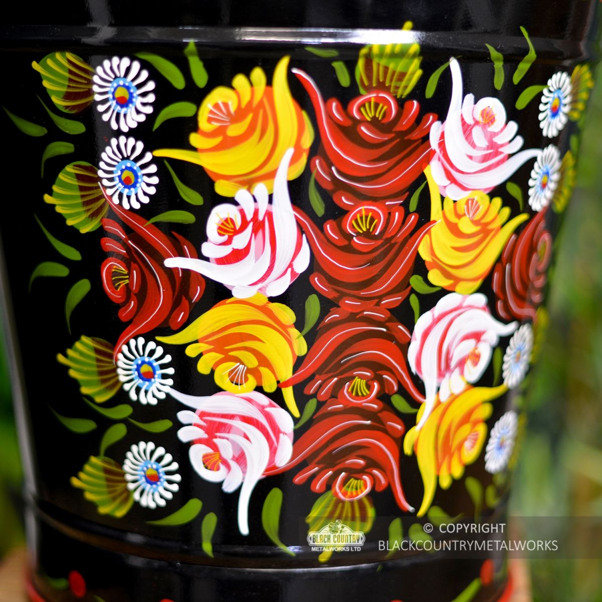 Close-up of the hand Painted Rose Design