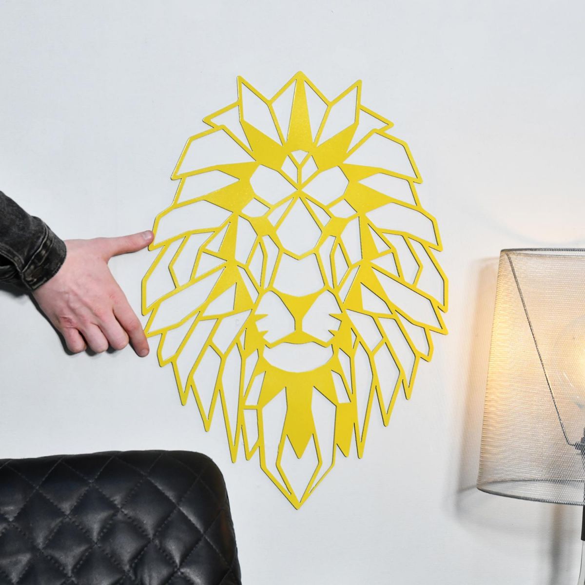 Geometric Lion Steel Wall Art to Scale
