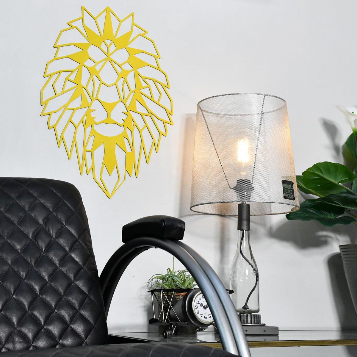 Geometric Lion Steel Wall Art in the Home