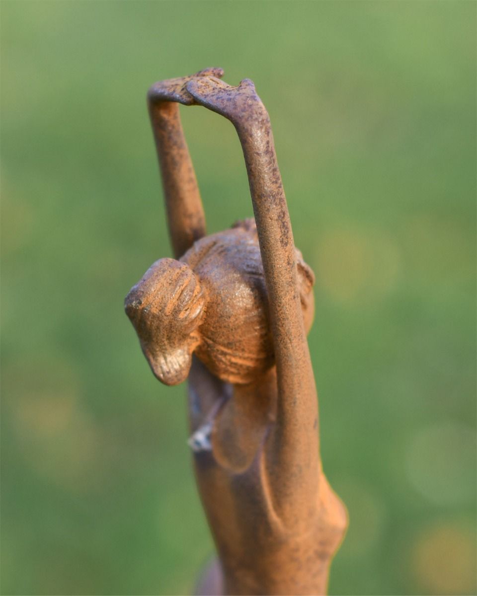 Rustic Cast Iron Yoga Pose Garden Sculpture 