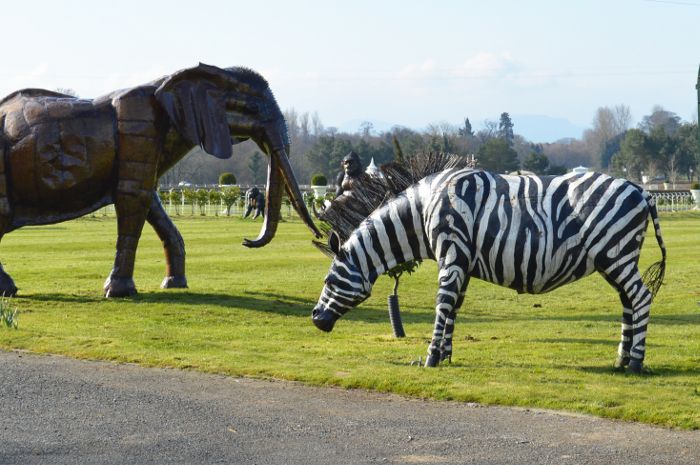 Hand Painted "Kalahari Cape" Zebra Garden Sculpture