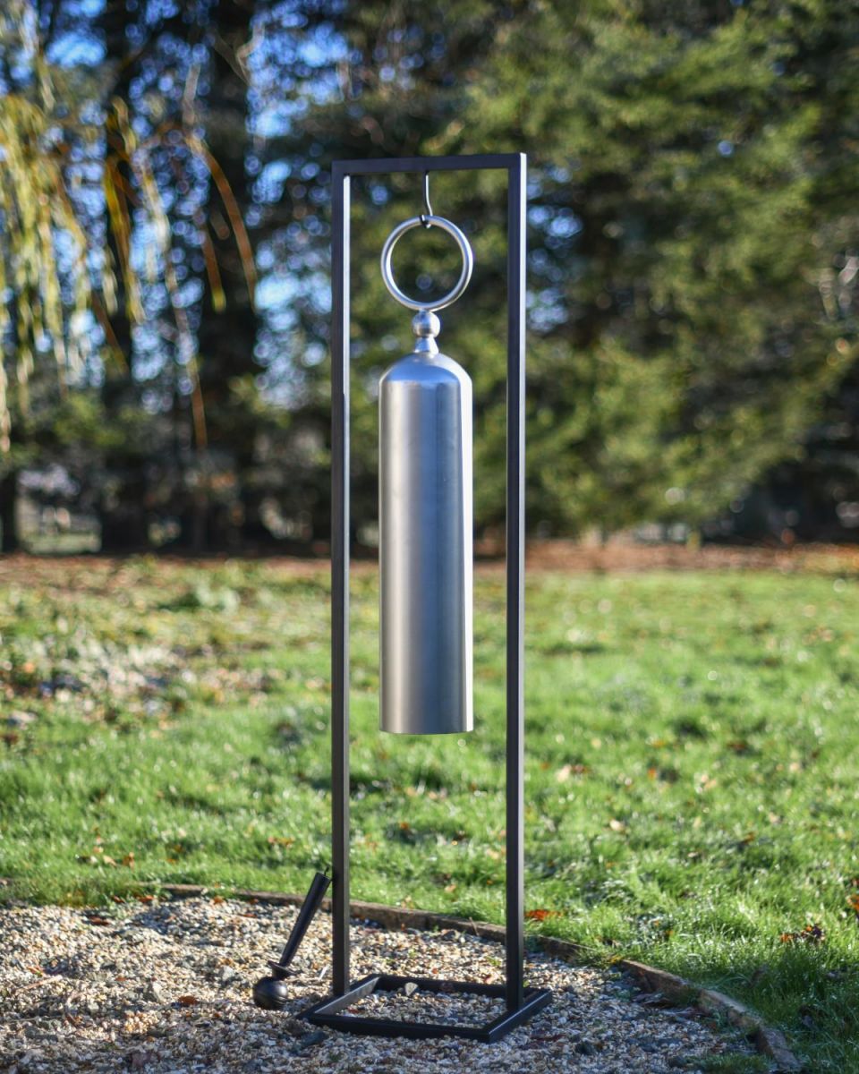 ZHEN Tubular Silver Powder Coated Gong on Stand