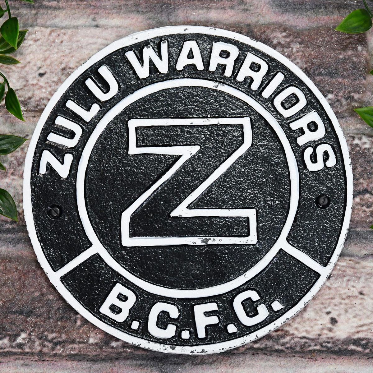 "Zulu Warriors" Birmingham City FC Cast Iron Sign on a Brick wall Outside