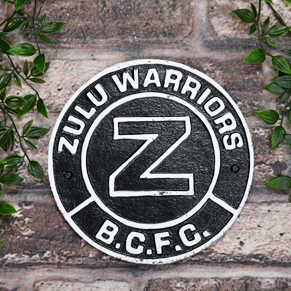 "Zulu Warriors" Birmingham City FC Cast Iron Sign in Use Outdoors