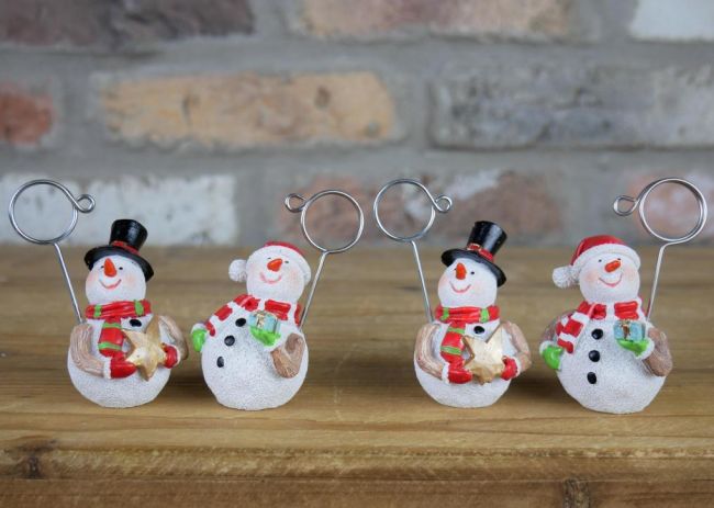 Set of Four Snowman Name card holder Set of Four Snowman Name card holder