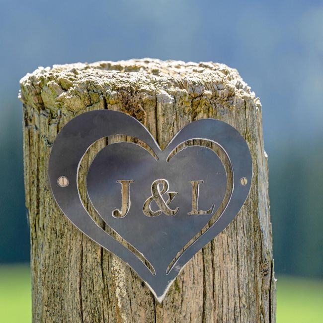 7" Iron Initial Heart in Situ on a Fence Panel 7" Iron Initial Heart in Situ on a Fence Panel