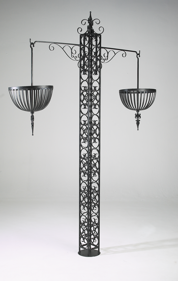 "Wexford" Free-Standing Ornate Wrought Iron Hanging Basket Tower "Wexford" Free-Standing Ornate Wrought Iron Hanging Basket Tower