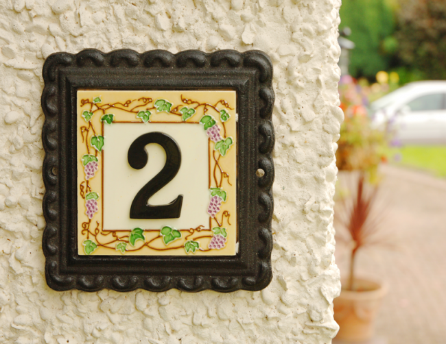 "Summer Grapes" Small Iron & Tile House Number