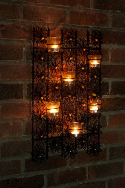 Rectangular "Dahlia" Wall Mounted Tea Light Holder Rectangular "Dahlia" Wall Mounted Tea Light Holder