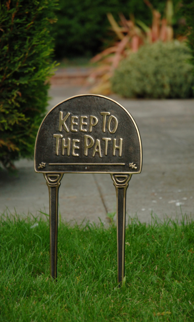 Solid Brass & Black "Keep To The Path" Lawn Sign Solid Brass & Black "Keep To The Path" Lawn Sign