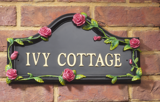 Hand Painted Pink Rose House Name Sign Hand Painted Pink Rose House Name Sign
