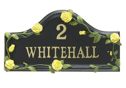 Hand Painted Yellow Rose House Name Sign