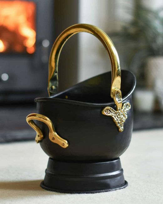 "Countess" Black Iron & Polished Brass Coal Bucket "Countess" Black Iron & Polished Brass Coal Bucket