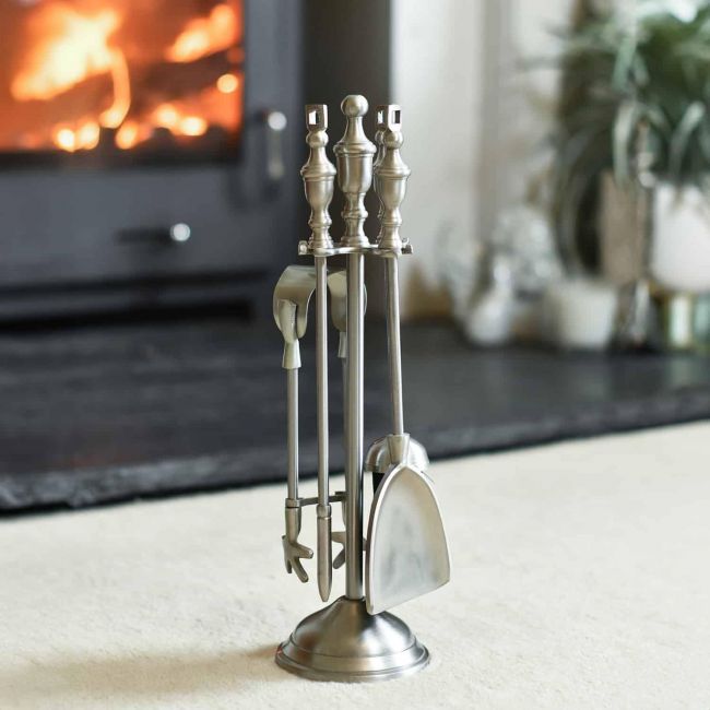 Traditional Fireside Companion Set Finished in Pewter