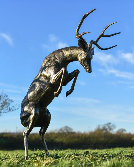 Cast Aluminium Rutting Stag Sculpture Finished in Bronze