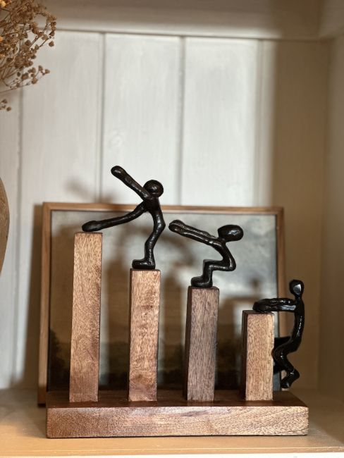 "Evolution"s Path" Aluminium & Mango Wood Sculpture - Black