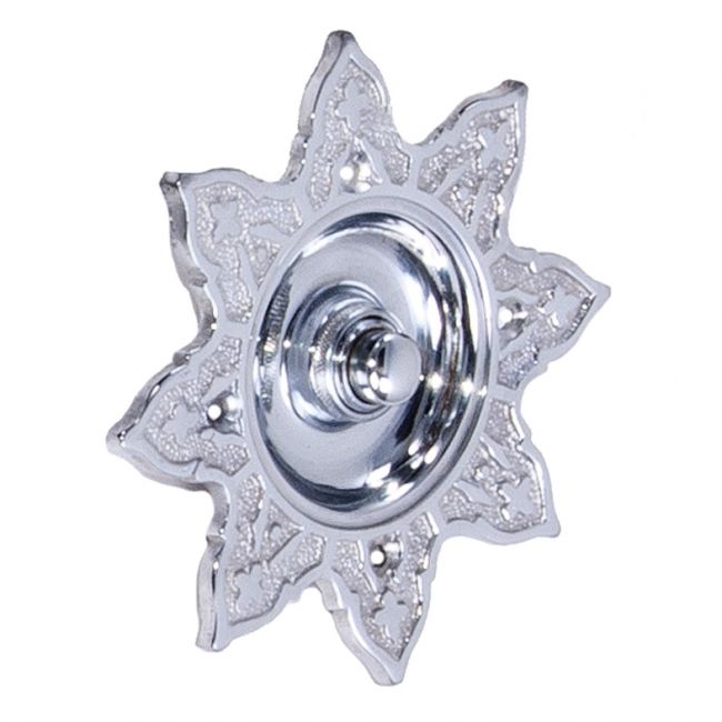 “Hallowed Helia” Bright Chrome Burning Sun Bell Push “Hallowed Helia” Bright Chrome Burning Sun Bell Push