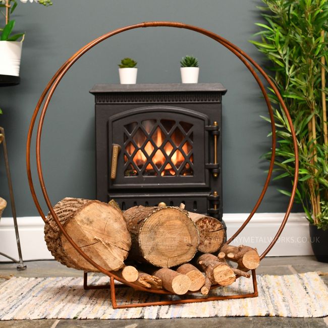 “Harewood Park” Contemporary Wrought Iron Log Holder in a Rustic Finish “Harewood Park” Contemporary Wrought Iron Log Holder in a Rustic Finish