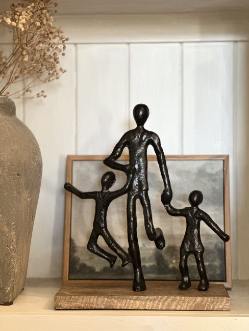 "Holding On" Aluminium and Mango Wood Sculpture - Black