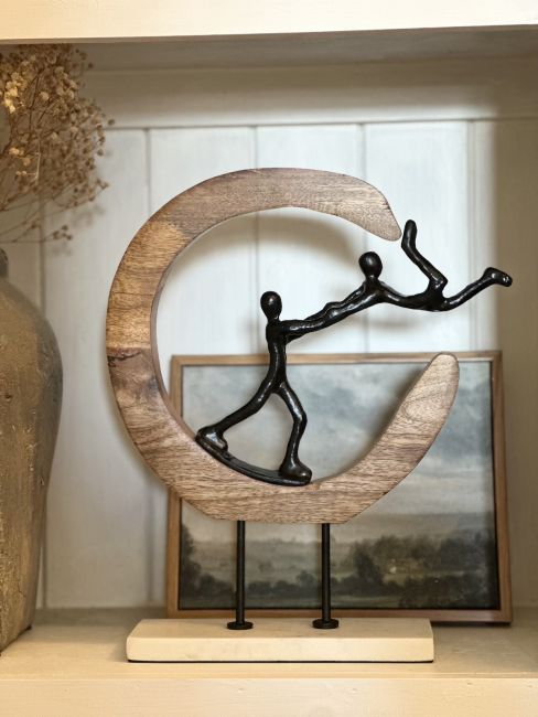 Lost in a Dream Aluminium, Mango Wood and Marble Sculpture