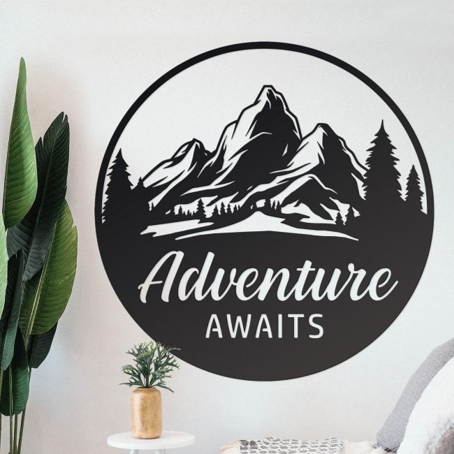 Black Adventure Awaits Wall Art 