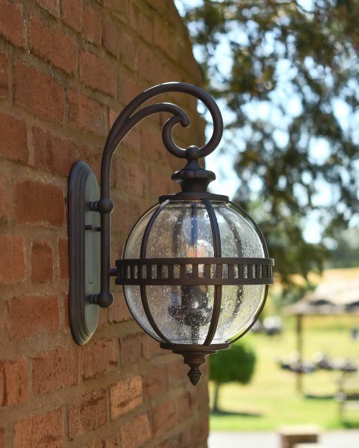 Aged Bronze "Classical" Victorian Spherical Twin Bulb Wall Light - 49cm Aged Bronze "Classical" Victorian Spherical Twin Bulb Wall Light - 49cm