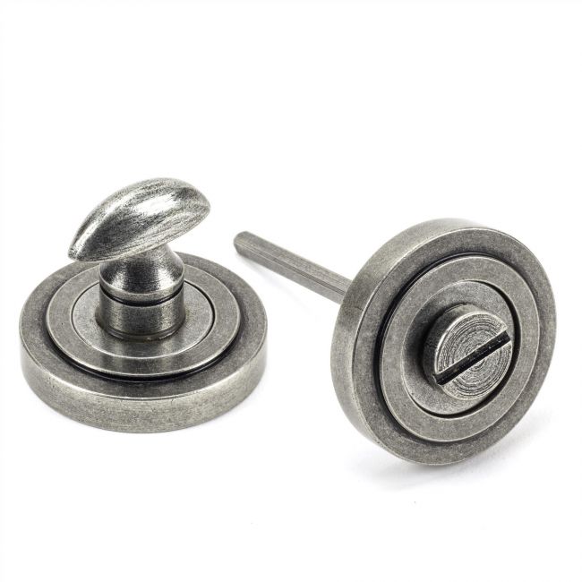 Aged Pewter Concealed Thumbturn Set with Art Deco Cover Aged Pewter Concealed Thumbturn Set with Art Deco Cover