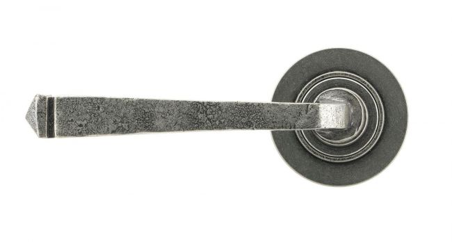 Aged Pewter Unsprung Lever Door Handle on Rose Front Aged Pewter Unsprung Lever Door Handle on Rose Front