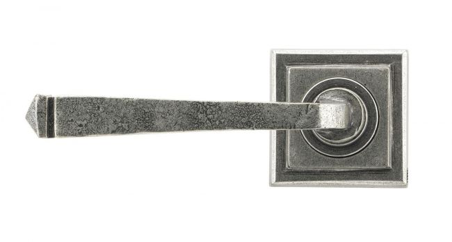 Aged Pewter Unsprung Lever Door Handle on Square Rose Aged Pewter Unsprung Lever Door Handle on Square Rose