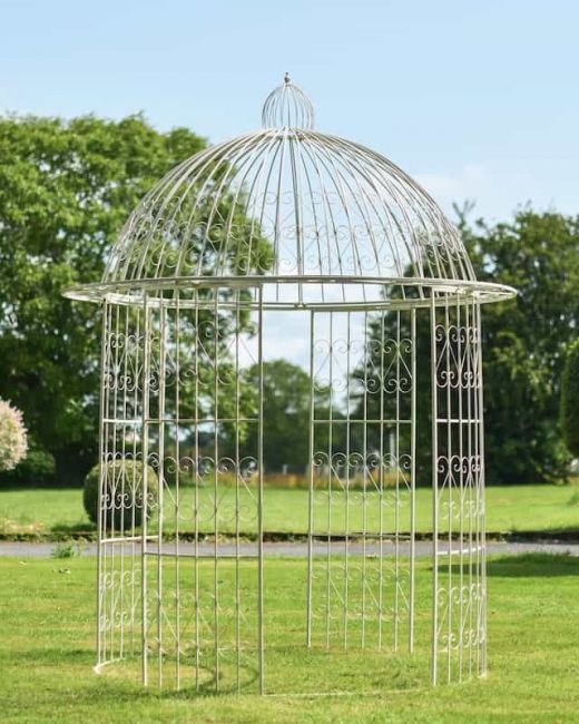 Deluxe Wrought Iron "Alaina" Champagne Powder Coated Gazebo Deluxe Wrought Iron "Alaina" Champagne Powder Coated Gazebo