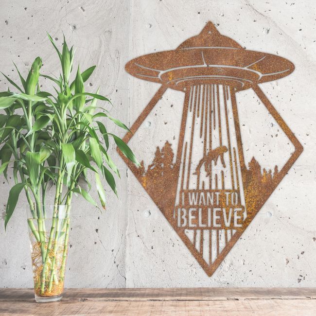 "I Want to Believe" Alien Wall Art in Situ