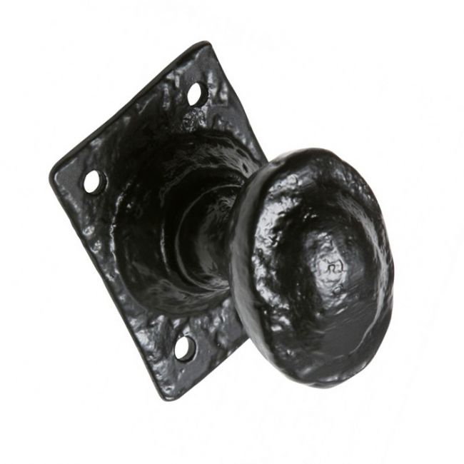 Antique Black Iron Oval Rim Door Knob Set