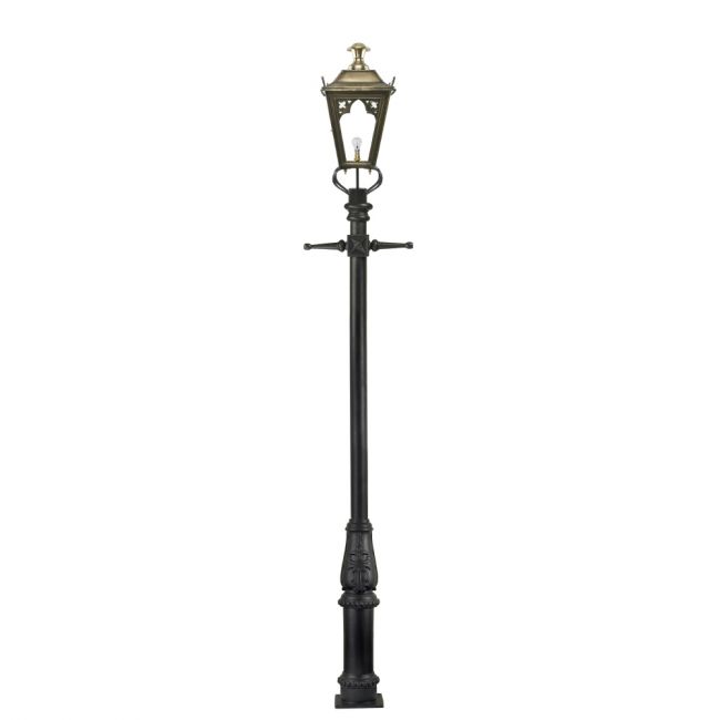 Antique Brass Gothic Lamp Post & Lantern Set 3.7m 