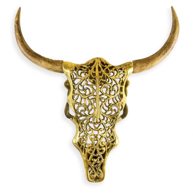Scrolled Bison Head Bust in an Antique Brass Finish Scrolled Bison Head Bust in an Antique Brass Finish