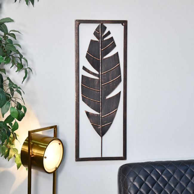 Antique Bronze Feather Wall Art in a Modern Sitting Room Antique Bronze Feather Wall Art in a Modern Sitting Room