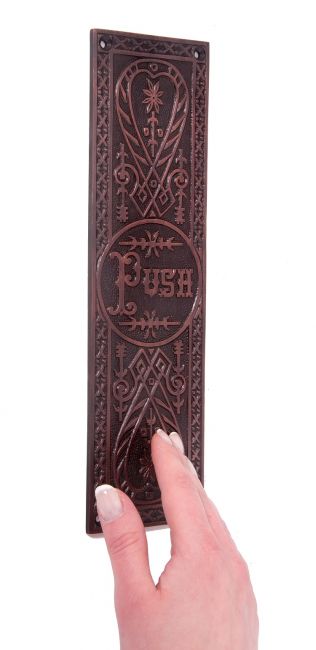 “Sanford Hall” Antique Copper Push Finger Plate “Sanford Hall” Antique Copper Push Finger Plate