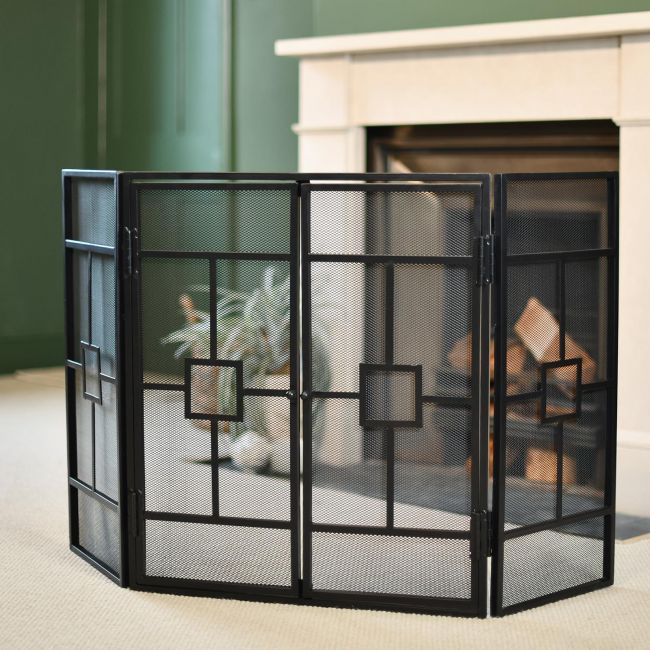 "Art Deco" Three Fold Fireguard With Door in Situ "Art Deco" Three Fold Fireguard With Door in Situ