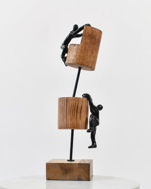 "The Ascent" Aluminium & Mango Wood Sculpture - Black "The Ascent" Aluminium & Mango Wood Sculpture - Black